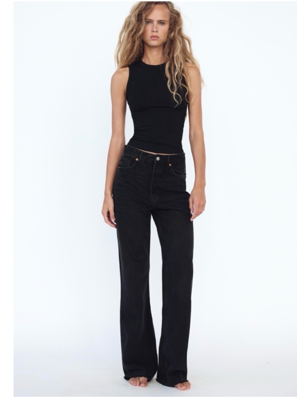 NWT Zara The 90’s Full Length Black Jeans, 26, Size 4